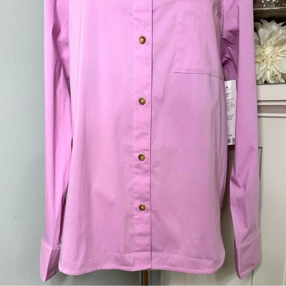 Lululemon Cotton Blend Poplin Button Down Shirt Vitapink Size Large NWT